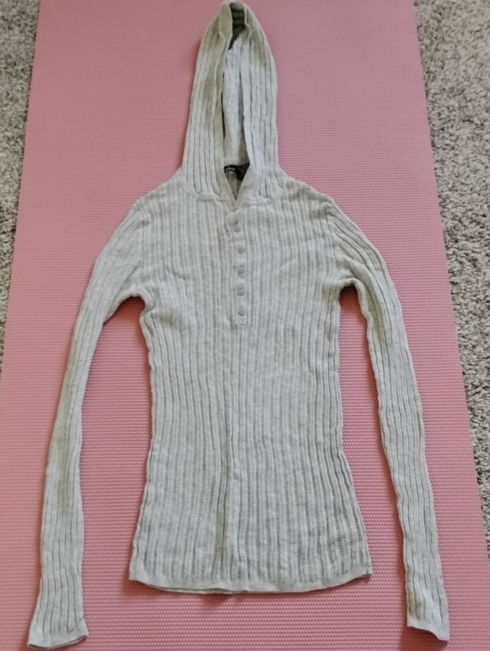 Moda International Gray Henley Sweater